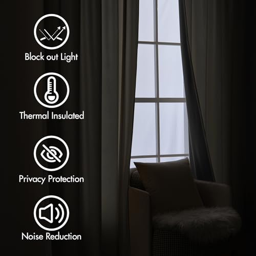 MIULEE Cream Beige Velvet Pinch Pleat Blackout Curtains W52 X L108 Inches - color: Cream, size: 52"W x 108"L (Pack of 2)