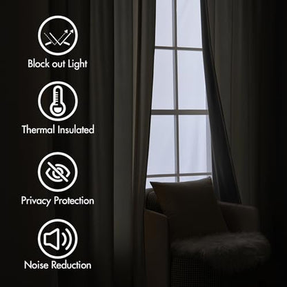 MIULEE Cream Beige Velvet Pinch Pleat Blackout Curtains W52 X L108 Inches - color: Cream, size: 52"W x 108"L (Pack of 2)