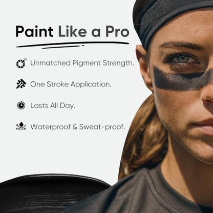 Blue Squid PRO Eye Black Anti Glare Sports Stick for Football, Baseball Accessories, Softball Stuff, Black Face Paint Stick - Waterproof Body Paint Baseball, Softball Hypoallergenic Non-Toxic 2 pack - color: Eye Black