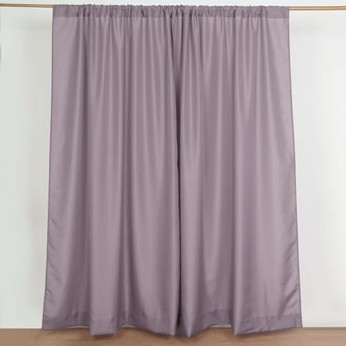 Efavormart Violet Amethyst Rod Pocket Backdrop Curtains 2 Pack, 5ftx8ft Elegant Polyester Drapery for Royal Theme Birthday Parties, Stage Backdrops, Bedroom Decor - color: Amethyst