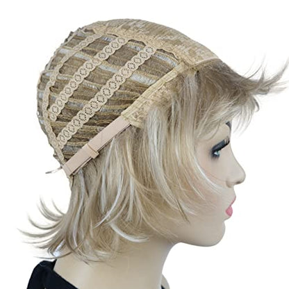 Lydell Short Layered Shaggy Wavy Full Synthetic Wigs (L16/613 Blonde Highlights) - color: Blonde with Highlights #L16-613