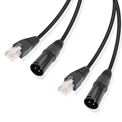 GINTOOYUN 3 Pin XLR to RJ45 Adapter - DMX XLR Male to RJ45 Male Connector Extension Cable (30CM/11.8in) for Amplifiers, Mixers, KTV Equipment, Lighting and Sound