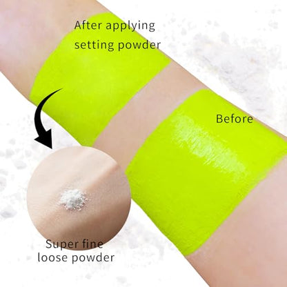 Ogre Green Face Paint with Setting Powder and sponge,1.01 Oz Water Based Green Body Paint,Halloween Face Painting Kit SFX Makeup Cosplay Monster Witch Elphaba Costume for Adults & Kids - color: Ogre green with setting powder