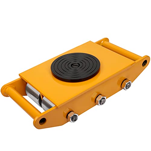 8T Machinery Skate Dolly with 360° Rotation Cap and 6 Steel Wheels | 17600lbs Load Capacity, Heavy Duty Machine Dolly Skate for Industrial Moving Equipment, Yellow, 1pc - size: 8T