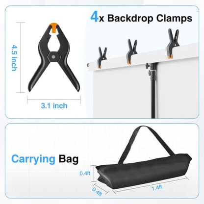 EMART T Shape Backdrop Stand 8.5x5.4ft, Green Screen Photo Banner Stand | Backdrop Holder frame with Water Bag and 4 Clamps Photography Background Support Kit for Party, Wedding, Photoshoot, Balloon