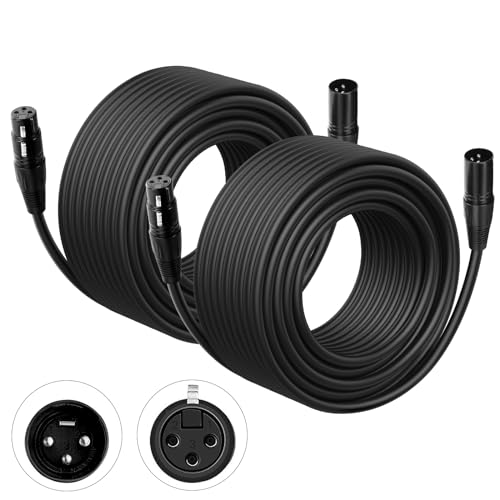 DMX Cable 100ft, 2 Pack Flexible 3 Pin Signal XLR Male to Female Wire - color: 100FT DMX Cable 2 Pack