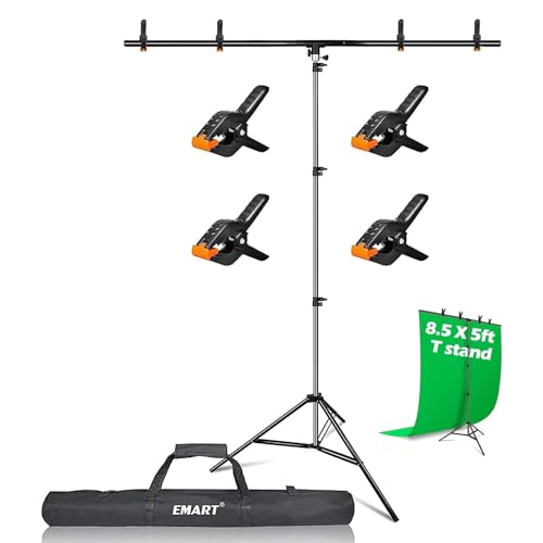EMART 8.5 x 5ft Portable T-Shape Backdrop Stand, Back Drop Stand for Party - size: 8.5 ft x 5 ft