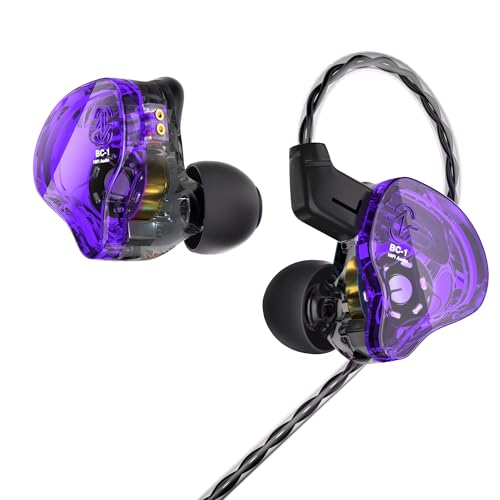 CCZ Yinyoo Melody in Ear Monitors Earphones Headphones Wired Earbuds without Microphone IEM HIFI Bass with 1DD 1BA, Ear fins, 4N OFC Cable for Musicians, Singer, on Stage, Studio (Purple, without mic) - color: Purple, size: Without Microphone, style: With