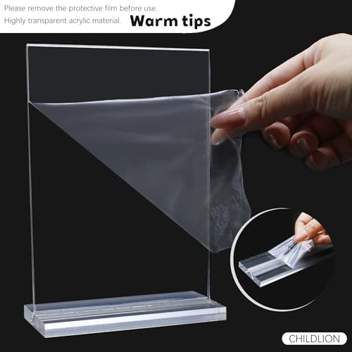CHILDLION 10 Pack Acrylic Sign Holder 8.5x11 Inches, Double Sided Clear Display Stand Table Top Paper Holder, Vertical Menu Flyer Stand, Plastic Frame for Stores, Restaurants, Hotels, Office (10 Pack 8.5*11) - size: 10 Pack 8.5*11