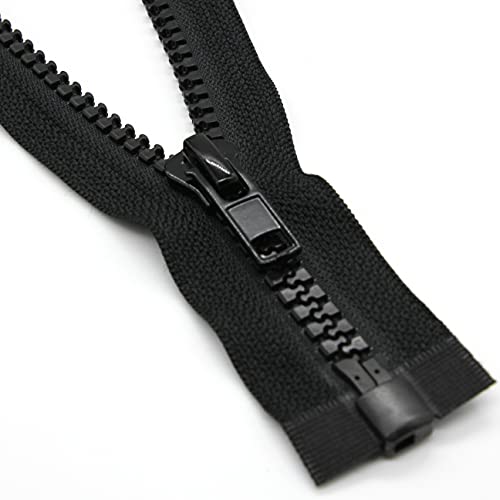 Leekayer 2PCS #5 27" Separating Zipper for Sewing Coats Jacket Zipper Black | 68cm Black Molded Plastic Zippers Bulk (27" 2pc) - color: Black, size: 27"