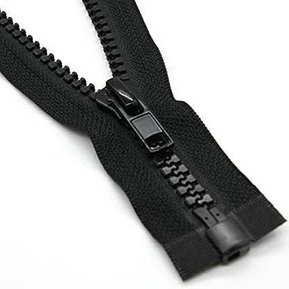 Leekayer 2PCS #5 24" Separating Zipper for Sewing Coats Jacket Zipper Black | 60cm Black Molded Plastic Zippers Bulk (24" 2pc) - color: Black, size: 24"