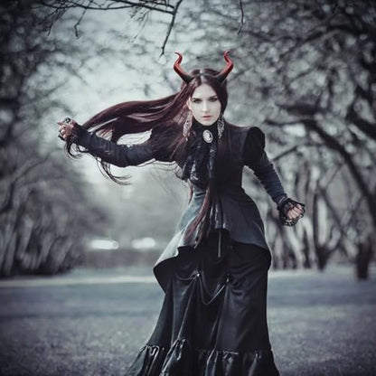 Devil Horns Headband Red Cosplay Horn Hair Hoop Dragon Devil Horns Headband Halloween Dress Up Hair Accessories for Women Girls Halloween Party Costume Accessory
