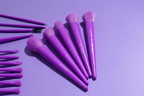 BS-MALL Makeup Brush Set 18 Pcs Premium Synthetic Foundation Powder Concealers Eye shadows Blush Makeup Brushes with Case (Purple) - color: Purple