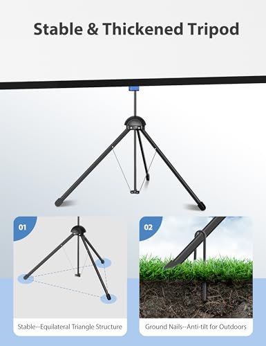 Projector Screen with Stand, Paris RHÔNE 100-inch Outdoor Indoor Projector Screen 16:9 4K HD PVC, 1.5 Gain Portable Wrinkle-Free Movie Screen for Home Backyard Theater with Carry Bag, Ground Nails - size: 100 inch