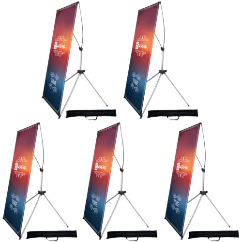 USCNC X Banner Stand Adjustable Fit Banner 23 x 63 to 32 x 78 Inch(STAND ONLY), Portable Travel Bag,Suitable for advertising, stores, exhibitions, restaurants, events, birthday parties, and other occasions (5 Pack) - size: 5 Pack