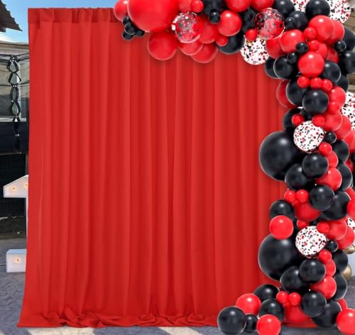 10ft x 8ft Red Backdrop Curtains Polyster Photo Drapes Party Photo Backgrounds 4 Panels 5ft x 8ft for Christmas Wedding Birthday Home Photography Background - color: Red, size: 5ft x 8ft 4 Panels