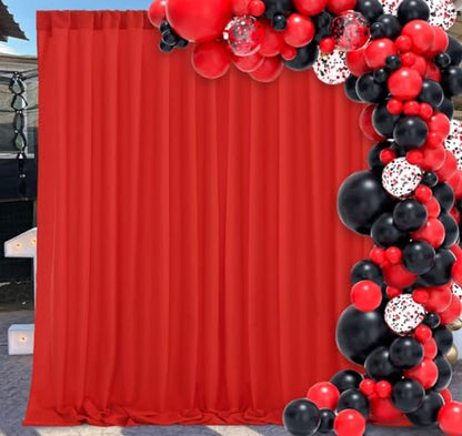 10ft x 8ft Red Backdrop Curtains Polyster Photo Drapes Party Photo Backgrounds 4 Panels 5ft x 8ft for Christmas Wedding Birthday Home Photography Background - color: Red, size: 5ft x 8ft 4 Panels