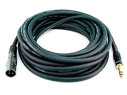 Monoprice XLR Male to 1/4-Inch TRS Male Cable - 25 Feet - Black, 16AWG, Gold Plated - Premier Series - size: 25ft