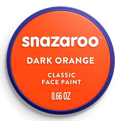 Snazaroo Classic Face and Body Paint, 18.8g Pot, Dark Orange | Non-Toxic Hypoallergenic, Safe, Washable, Face & Body Paint for Halloween, Cosplay Costumes, Dress Up, Parties and Festivals - color: Dark Orange, style: 18.8g (0.66-oz) Pot