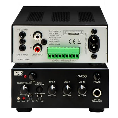 OSD Audio PAX-50 50W Commercial 70V Amplifier, 2 Channel, Class D - ¼ Rack Width, 1U Height - size: 50W, style: PAX-50