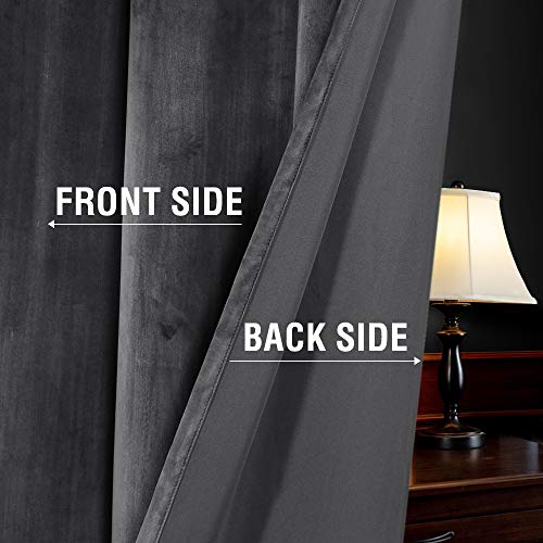 H.VERSAILTEX Room Darkening Velvet Curtains for Living Room, 95" L, Grey - color: Grey, size: 52"W x 95"L (Pack of 2)