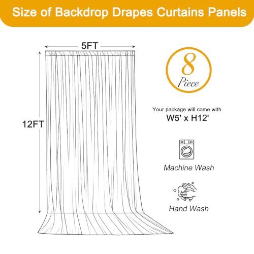 40ft x 12ft Royal Blue Backdrop Curtains for Wedding Parties - color: Royal Blue, size: W5' x H12'(8 panels)