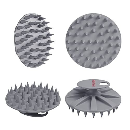 One-piece Silicone Scalp Massager Shampoo Brush Hair Wash, Gray + Green | INNERNEED Soft Bristles Scrub Head Scratcher, Head Massage Stress Relax, Wet & Dry Use for Thick Thin Curly Hair Care - color: Green