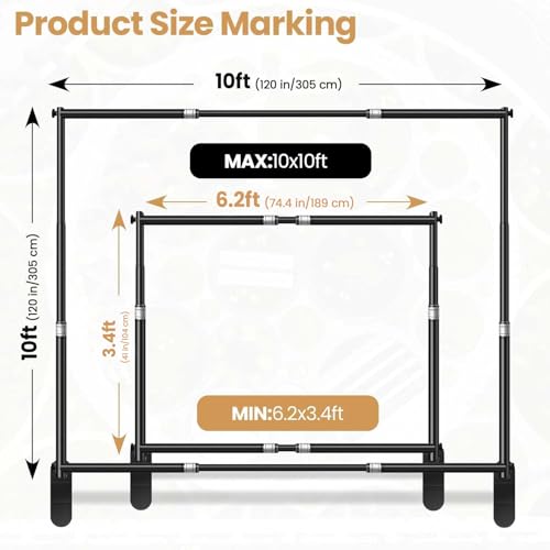 Jiang&Rong 10 x 10ft Heavy Duty Backdrop Stand Kit (Black) | Adjustable Step and Repeat Banner Stand for Photography, Trade Shows, Photo Booths, Events - color: Black