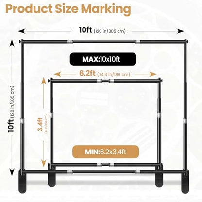 Jiang&Rong 10 x 10ft Heavy Duty Backdrop Stand Kit (Black) | Adjustable Step and Repeat Banner Stand for Photography, Trade Shows, Photo Booths, Events - color: Black