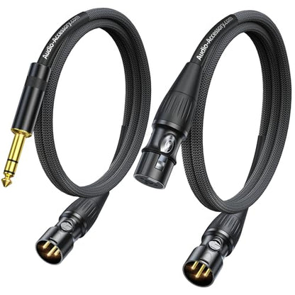 AA AUDIO ACCESSORY XLR Male to 1/4 Cable with XLR Cable 6ft Bundle, Rean Connectors from Neutrik, Kevlar-Reinforced Nylon Braided TRS to XLR Cable, Balanced Quarter Inch to XLR Male Cable, OFC - size: 6ft, style: XLR Male to 1/4 & XLR Cable