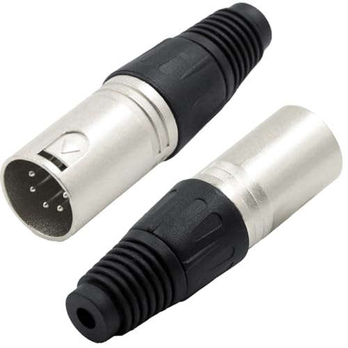 2PCS 5 Pin XLR Male Connector 5 Pin Male XLR Mic Connector - size: 2Male