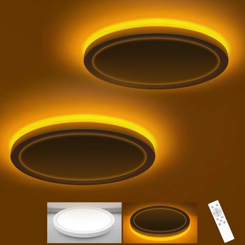 zemty 9 Inch LED Ceiling Light with Night Light 1800K, 2 Pack 3000K/4000K/6500K Dimmable Light Fixtures with Remote Control,15W 1500lm Flush Mount Ceiling Lamp for Bedroom Bathroom Kitchen-White - color: White, size: 9in-2Pack