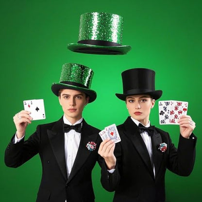 Top Hat for Men Women Adult, Magician Victorian Pilgrim Theatrical Clown Bowler Tailcoat, Cosplay Costume - color: Green