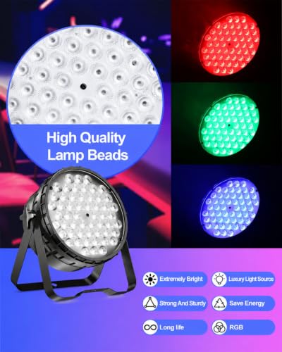 Betopper LPC015 54x3W RGB LED Par Light, DMX & Sound Activated, 1 Pack | Auto/Sound/DMX512/Master/RDM,Lighting range 5M,optical angle 26°,rich color effects,for Wedding,Church,Party,Club,Concert