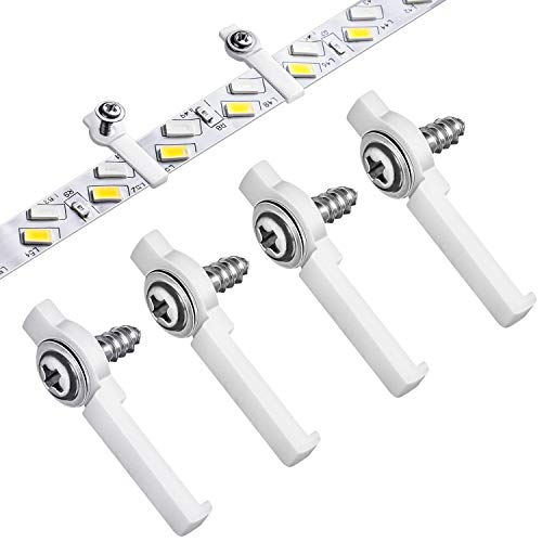 Mudder 200 Pcs LED Strip Clips with Screws for 10 mm Wide,White | Mounting Brackets for 3528 5050 Lights, One Side Fixing, Non Waterproof LED Strip Clips Set, 200 Screws Included - color: White