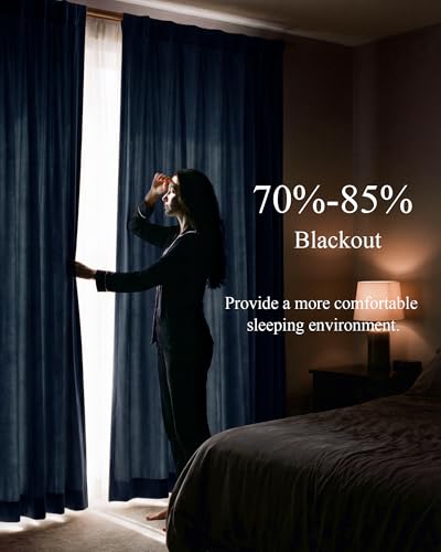 StangH Navy Blue Velvet Curtains Back Tab & Hook Belt, W52 x L84, 2 Panels - color: Navy Blue, size: 52"W x 84"L (Pack of 2)