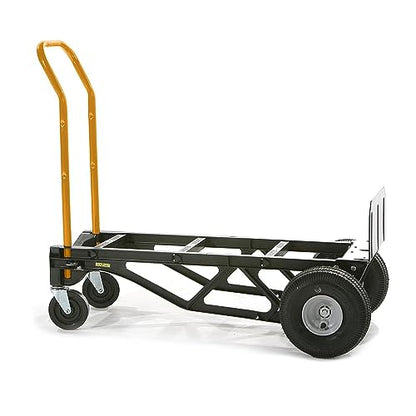 Harper Trucks 700 lb Capacity Glass Filled Nylon Convertible Hand Truck and Dolly with 10" Pneumatic Wheels , Black with yellow handle - PGDYK1635PKD - style: Style is 10" Pneumatic Wheels