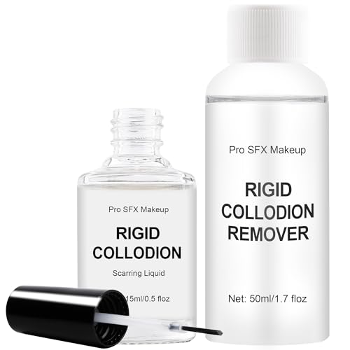 CCbeauty Rigid Collodion and Remover Kit, Professional Fake Scar FX Makeup, 15ml Scarring Liquid & 50ml Remover Combo, Special Effects SFX Makeup Kit, Scar Liquid For Halloween Costume, Stage, Theater