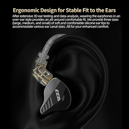 CCA Pianist in-Ear Monitor 2BA+1DD Hybrid Triple Drivers Earbuds HiFi Bass Noise Isolation Earphones, Clarity Stereo Sound Comfortable Headphones for Audio Engineers, Musicians(with Mic)