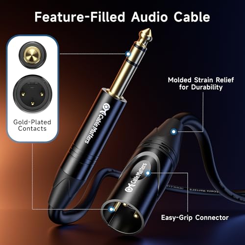 Cable Matters 6.35mm 1/4 Inch TRS to XLR Cable, Male to Male, 6ft | XLR to TRS Cable, M-M, Black, Not for Microphone Use - size: 6 ft