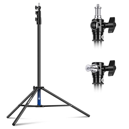 NEEWER 9.2ft/2.8m Air Cushioned Light Stand, Heavy Duty Metal Photography Tripod Stand with 1/4" to 3/8" Reversible Spigot, 3 Way Mounting Interface & Metal Locking Knobs, Max Load 5.5lb/2.5kg | Metal Stand with 1/4" to 3/8" Reversible Spigot, 3 Way Mount