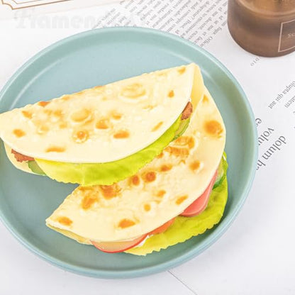 Framendino, 4 Pack Artificial Pancake Taco Fake Burrito Dessert Simulated Food Model Lifelike Props for Display Photography