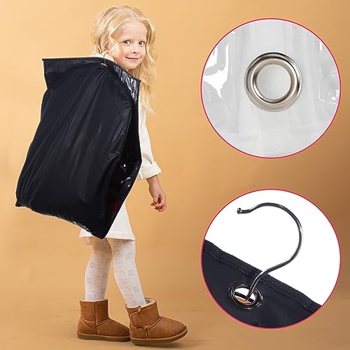 6 Pcs 24'' x 50'' Clear PVC Garment Bag Dance Costume Competition Bag with Rack Zippers Pockets Hanging Garment Covers Costume Organizer Costume Carrier for Adults Kids(Black) - color: Black