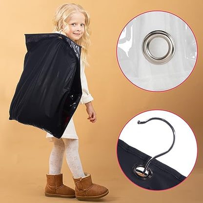 6 Pcs 24'' x 50'' Clear PVC Garment Bag Dance Costume Competition Bag with Rack Zippers Pockets Hanging Garment Covers Costume Organizer Costume Carrier for Adults Kids(Black) - color: Black