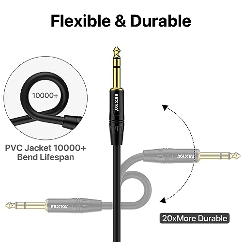 EBXYA 1/4 TRS to XLR 6ft 2Pack - 6.35mm 3Pin Balanced Male Audio Cable | Double Shielding, Oxygen-Free Copper, for Mixers, Amps, Studio Recording - size: 6 feet-2 Pack, style: TRS to XLR Male