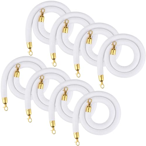 Woanger 8 Pack Velvet Stanchion Rope, 6 Feet Crowd Control Stanchion Ropes Safety Barrier with Silver Plated Hook for Carpet Events Movie Theaters Grand Openings Hotels Party | Crowd Control Barrier for Red Carpet Events, Theaters, Hotels, Grand Openings,