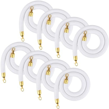 Woanger 8 Pack Velvet Stanchion Rope, 6 Feet Crowd Control Stanchion Ropes Safety Barrier with Silver Plated Hook for Carpet Events Movie Theaters Grand Openings Hotels Party | Crowd Control Barrier for Red Carpet Events, Theaters, Hotels, Grand Openings,