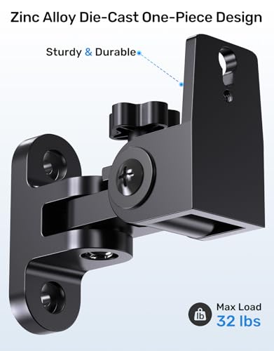 Surround Rear Speaker Wall Mount, Up to 32 lbs, Swivel and Tilt, 2 Pack | Zinc Alloy Mount, Fits Keyhole and Thread Hole, for Small Bookshelf Speakers, Works with Klipsch, LG, Polk, Sony and More - size: 2 Pack