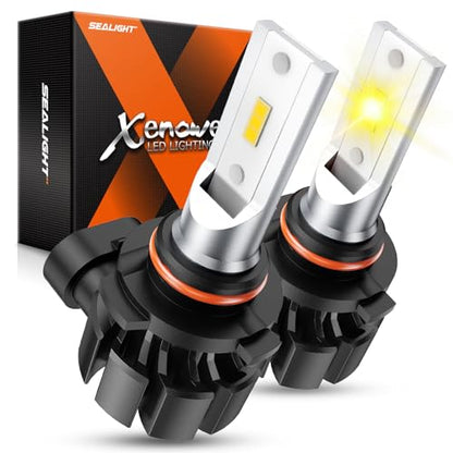 SEALIGHT 9145 H10 Yellow LED Fog Light Bulbs, 13,000LM 600% Brightness 9045 H10 Led Bulb Yellow Fog Lamps, 3000K Amber Strong Penetration 9140 9040 LED Fog Light Bulbs RV Interior Lighting (Pack of 2) - color: Yellow, size: H10/9145
