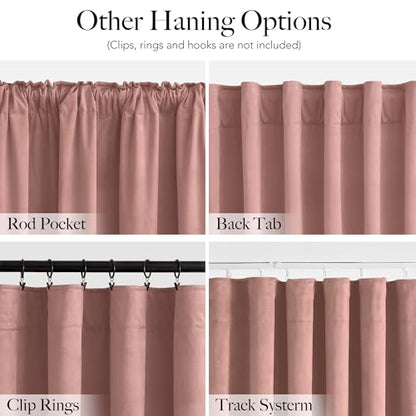 RYB HOME Baby Pink Velvet Curtains 84 inches Long for Girls Bedroom - color: Baby Pink, size: 52"W x 84"L (Pack of 2)